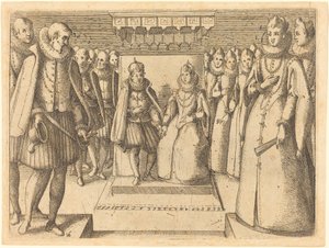 Ontmoeting van Margaretha van Oostenrijk en Filips III door Jacques Callot