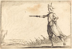 Militaire commandant te voet door Jacques Callot