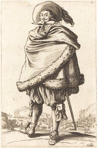 Edelman gewikkeld in een mantel met bont afgezet door Jacques Callot