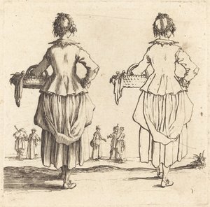 Boerin met mand, van achteren gezien door Jacques Callot