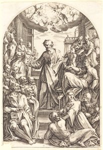 Petrus wekt Tabitha op door Jacques Callot