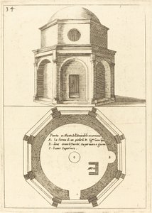 Plattegrond en elevatie van de Kerk van de Hemelvaart door Jacques Callot