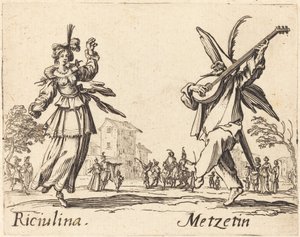 Riciulina en Metzetin door Jacques Callot
