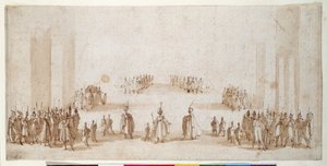 Schets voor de enscenering van groepen figuren in 