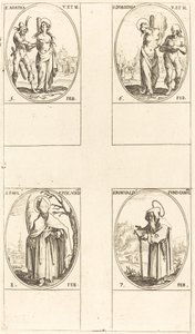 St. Agatha; St. Dorothea; St. Romuald van Ravenna; St. Paulus, Bisschop van Verdun door Jacques Callot