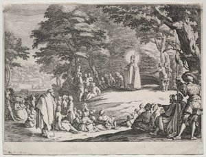 St. Amo predikend in een bos door Jacques Callot