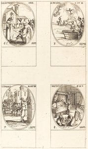 St. Eleutherius, Abt; St. Regina; St. Johannes; De Geboorte van de Maagd door Jacques Callot