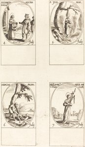 St. Elizabeth van Portugal; St. Zoe; St. Jesaja, Profeet; St. Edelburge door Jacques Callot