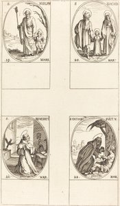 St. Joseph; St. Joachim; St. Benedictus, Abt; St. Catharina van Zweden door Jacques Callot