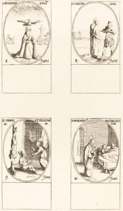 St. Medard; St. Calliopa; Sts. Primus en Felician; St. Margaret van Schotland door Jacques Callot