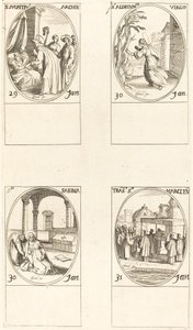 St. Sulpicius; St. Aldegondes; St. Sabina; De Roeping van St. Marcus door Jacques Callot