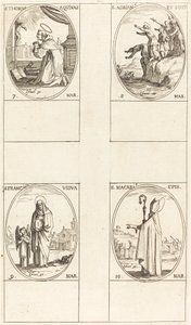 St. Thomas van Aquino; St. Adrianus en Metgezellen; St. Frances; St. Macari door Jacques Callot