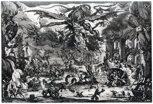 Verleiding van St. Antonius, ca. 1615-1635, 1924 door Jacques Callot