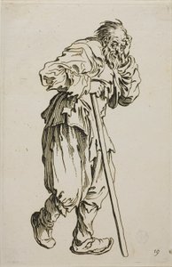 De bedelaar op krukken, plaat zestien uit De bedelaars door Jacques Callot
