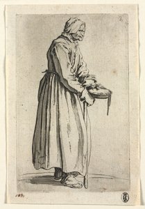 De bedelaars: Bedelares met haar aalmoeskom door Jacques Callot