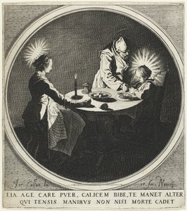 De Zegen (Le Bénédicité) ook bekend als De Heilige Familie aan Tafel, 1628 door Jacques Callot