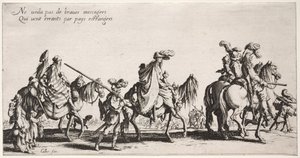 De Bohemiens: De Bohemiens marcheren: De voorhoede, c. 1621-1625 door Jacques Callot