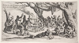 De Bohemiens: De stopplaats: Het feest van de Bohemiens door Jacques Callot