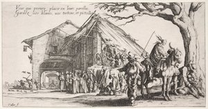 De Bohemiens: De Stopplaats: De Waarzegster, ca. 1621-1625 door Jacques Callot