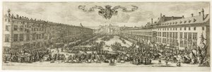 De Carrière, of Rue Neuve, in Nancy (De Nieuwe Straat) door Jacques Callot