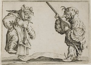 De dansers met de luit, uit De Caprices door Jacques Callot