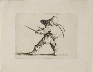 De duellist met een zwaard en een dolk, uit Varie Figure Gobbi