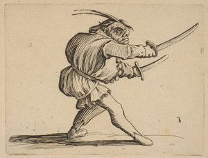 De duellist met twee sabels, uit Varie Figure Gobbi, ca. 1616-22