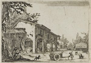 De fabriek, uit De Caprices door Jacques Callot