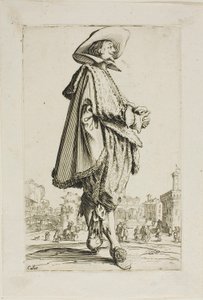 De heer met de geklemde handen, plaat elf uit La Noblesse door Jacques Callot
