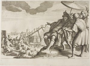 De Groothertog versterkt de haven van Livorno, uit het leven van Ferdinando I de’ Medici door Jacques Callot