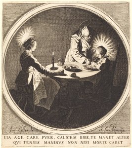 De Heilige Familie aan tafel door Jacques Callot