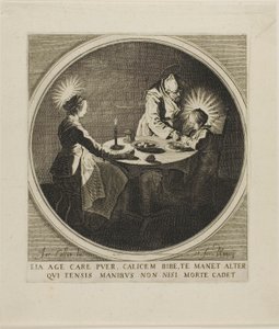 De Heilige Familie aan Tafel door Jacques Callot