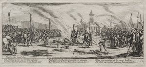 De Grote Ellende van de Oorlog: Verbranding op de Brandstapel door Jacques Callot