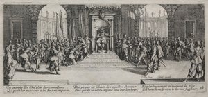 De Grote Ellende van de Oorlog: Verdeling van Beloning, 1633 door Jacques Callot