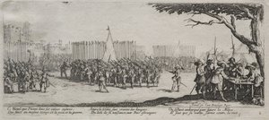 De Grote Ellende van de Oorlog: Inschrijving van de Troepen, 1633 door Jacques Callot