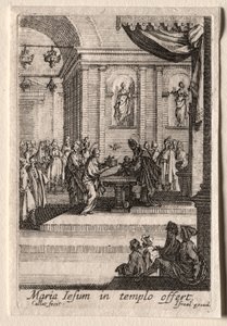 Het leven van de Maagd: De presentatie van Christus in de tempel door Jacques Callot