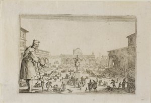 De Mars van het Paleis van de Aankondiging naar Florence, uit De Caprices door Jacques Callot