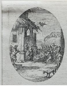 De Mysteriën van de Passie: De Aanbidding door de Herders door Jacques Callot