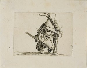 De dikke man met een hoge hoed, uit Varie Figure Gobbi door Jacques Callot