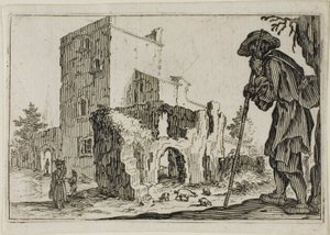 De Herder en de Ruïnes, uit De Caprices door Jacques Callot