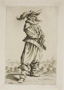 De soldaat met een gevederde hoed, plaat drie uit La Noblesse door Jacques Callot