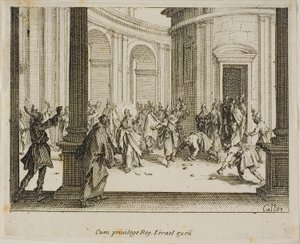 De steniging van Jezus, uit Het Nieuwe Testament door Jacques Callot