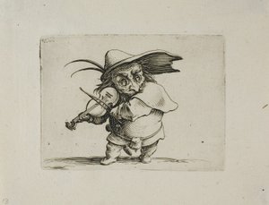 De violist, uit Varie Figure Gobbi door Jacques Callot