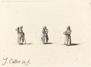 Drie vrouwen, een met een kind door Jacques Callot