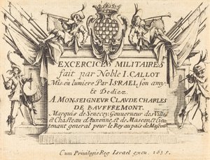 Titelpagina voor "De Militaire Oefeningen" door Jacques Callot
