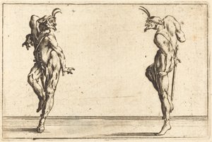 Twee pantaloons dansen door Jacques Callot