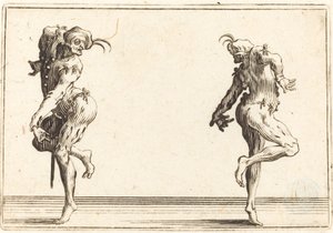 Twee pantaloons dansen door Jacques Callot