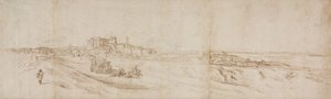 Uitzicht op Het Castello Bracciano, nabij Rome met koets en figuren