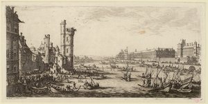 Gezicht op het Louvre en de voormalige Porte de Nesle (IFF 667). door Jacques Callot