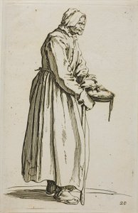 Bedelende Vrouw met Aalmoezen, plaat 20 uit De Bedelaars door Jacques Callot